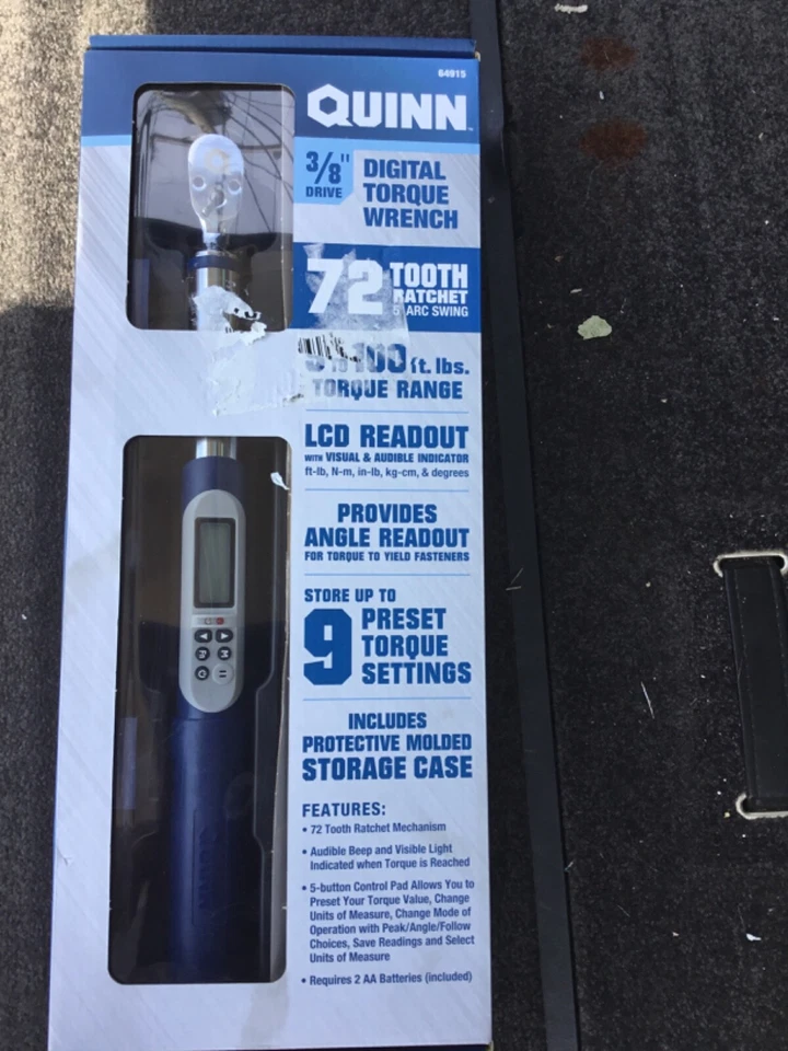 Quinn 3/8” Drive Digital Torque Wrench 72 Tooth Ratchet  64915 BROKEN REPAIR - Image 1 of 1