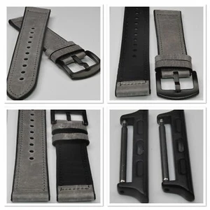 Pulsera de reloj híbrida silicona cuero negro gris vintage, Apple Connector 38 - Imagen 1 de 4