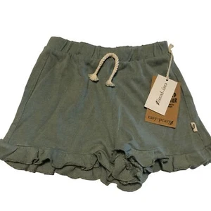 Easy-Peasy Girls Olive Ruffle Shorts 4T Cotton & Recycled Polyester Made In Bang - Picture 1 of 7