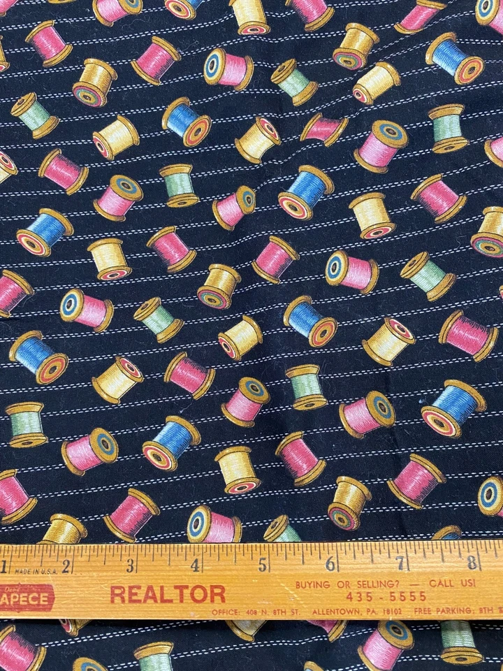 42” wide SEWING SPOOLS OF THREAD cotton fabric BTY - Image 1 of 1