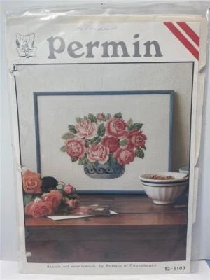 VINTAGE PERMIN OF COPENHAGEN CHART From Kit - ROSE BOWL Leaflet 12-5100 - Image 1 of 2