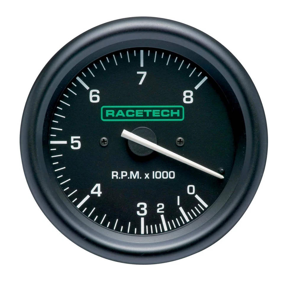 Racetech 80mm Tachometer - 0-8000 RPM, Black Dial (Race / Rally / Motorsport) - Image 1 of 1