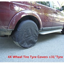 Universal 4 Pcs Wheel Tire Tyre Covers Raincoves Diameter for ≤31" Tyre Black
