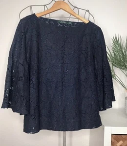 Ralph Lauren Ladies Blouse, Size XS, Navy Blue Lace, Great Condition - Picture 1 of 9