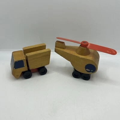Camión de madera vintage Mattel 1971/72 helicóptero vehículos de juguete de madera juguetes de empuje Corea Foto 1 de 4