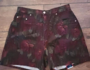Ladies  HALSTON JEANSWEAR Brown Maroon Denim Jean Short   Size 12 NEW WITH TAGS - Picture 1 of 4