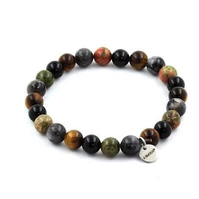 Bracelet Beads Labradorite + Tiger Eye + Unakite + Black Agate 8 Manufactured - Image 1 of 3