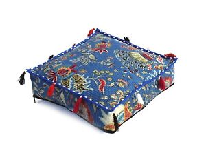 Indian Cotton Quilted Square Box Cushion Cover Floor Pillow Home Decor Throw