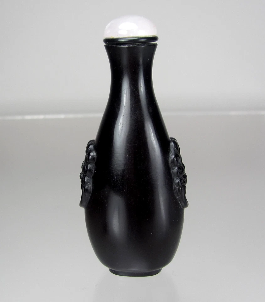 Late 19th C. Carved (Tear Shape) Peking Glass Snuff Bottle - Image 1 of 4