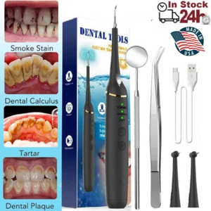 Electric Ultrasonic Tooth Cleaner Oral Teeth Stain Dental Cleaning Remover Kit - Picture 1 of 12