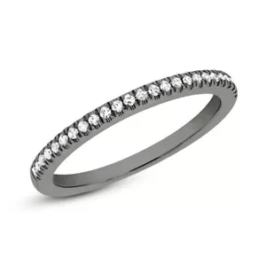 14K Black Gold Rhodium Diamond Think Band Ring 1.5 MM Natural Wedding Size 9 - Picture 1 of 2