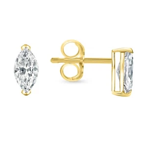 3/4 Ct Marquise Cut Lab Created Grown Diamond Earrings 14K Yellow Gold F/VS Push - Picture 1 of 3