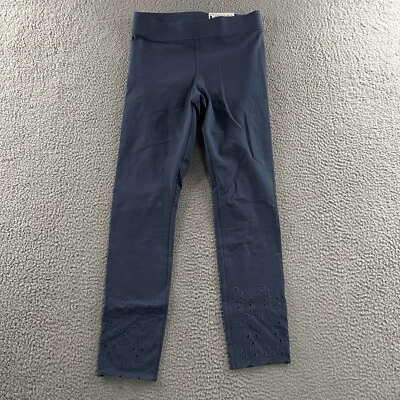 Pantalones para mujer Tono azul talla pequeña skimmer ojales dobladillo legging tirar de mezcla de algodón Foto 1 de 4