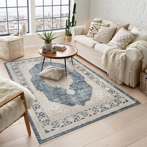 Maia Orchid Washable Area Rug Traditional Floral Oriental Non Slip Rug Low Pile - Picture 1 of 28