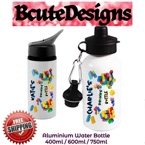 KINDER KINDER SPIELZEUG STEINE PERSONALISIERTER NAME GETRÄNKE WASSERFLASCHE ALU SCHULE - Bild 1 von 2