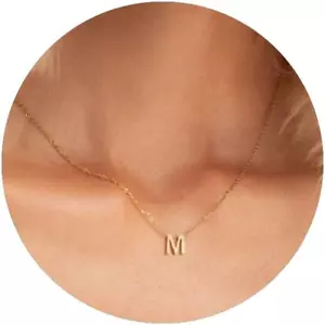 Tiny Initial Necklace 18K Gold Plated Small Letter Necklace Personalized Name Ne - Picture 1 of 6