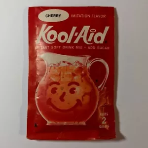 Vintage, 1960er, Kool-Aid-Paket, ungeöffnet, versiegelt, Kirsche mit Hickory Gag Etikett Rückseite - Bild 1 von 7