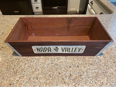 Vintage Decorative Home Decor Napa Valley Wood and Metal Box Planter Display  - Image 1 of 4