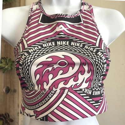 Rare!! Nike Swoosh High Neck Support Sports Bra Pink Black Small Dri-Fit - Image 1 of 4