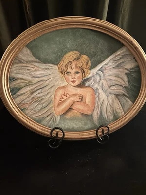 Картина ангела, карандаш, с золотой рамкой - Изображение 1 из 3
