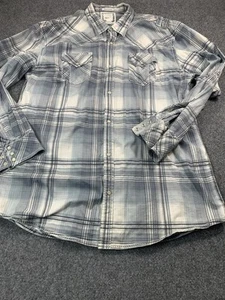 BKE Shirt Mens 3XL Gray Plaid Long Sleeve Snap Buttons Pockets Western Button Up - Picture 1 of 22