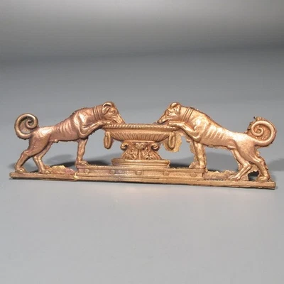 Vaso antigo francês de bronze decoração cachorros tigela estilo neoclássico - Imagem 1 de 4
