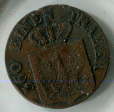 1832 D German States Prussia 1 Pfenning Coin Fred William III Dusseldorf KM#405 - Image 1 of 2
