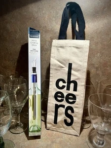 Brookstone Vino Chilling Stick con Bolsa de Lona Lote Nuevo Caja Abierta Cóctel Bar Herramientas - Imagen 1 de 4