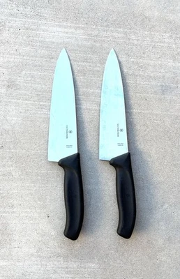 "2x Cuchillo fijo de cocina suizo Victorinox usado hoja de 8"" - Suiza" Foto 1 de 4