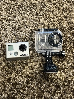 GoPro Hero 2 HD2-14 Silver Action Camera W/ Waterproof Case Works Needs Battery - Image 1 of 3