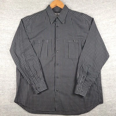Camisa Mondo Di Marco Para Hombre Grande Negra Gris Cuadros Algodón Abotonada Hecha en Italia Foto 1 de 4