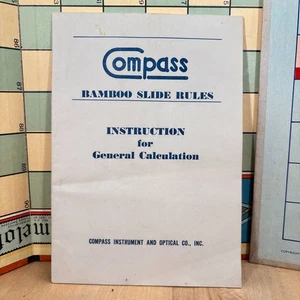 Bussola Vintage Bambù Slide Regole Istruzioni Per Calcolo Generale Manuale - Foto 1 di 6