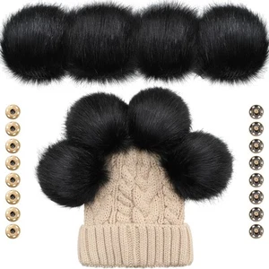 8 Pcs 6 Inch Large Fur Pom Pom Balls for Hats Fluffy Faux Fur Pompom Balls wi... - Picture 1 of 6