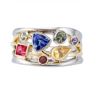 Gorgeous Two Tone 925 Silver Rings Women Cubic Zircon Wedding Ring Size 6-10 - Picture 1 of 11