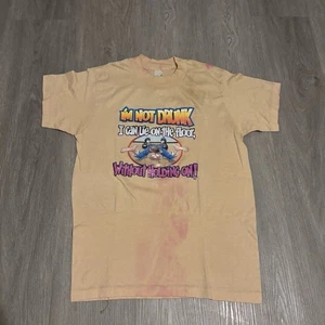 Vintage 80s Shirt Funny Drunk Drinking Heat Transfer I’m Not Drunk Distressed - Picture 1 of 7