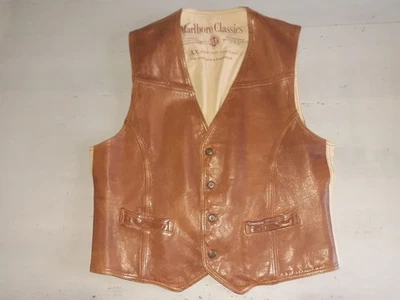 Gilet cuir vintage MARLBORO CLASSICS taille L made in Italy années 80 - Photo 1/4