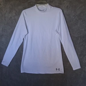 Under Armour Cold Gear Mens Size M Fitted White Active Stretch Top Long Sleeve - Picture 1 of 12