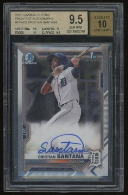 2021 Bowman Chrome Cristian Santana Prospect Autograph Auto #CPA-CS BGS 9.5 10 - Image 1 of 2