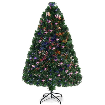 4Ft Pre-Lit Fiber Optic Artificial PVC Christmas Tree w/ Metal Stand Holiday - Image 1 of 4
