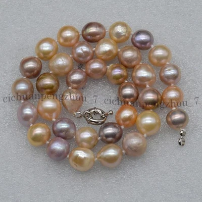 Collar de perlas Edison barrocas multicolores púrpura natural genuino 14-36"" 11-13 mm Foto 1 de 4