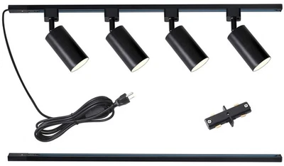 Iluminación de pista enchufable con cable de alimentación, kit de iluminación de pista GU10 de 4 luces con... Foto 1 de 4