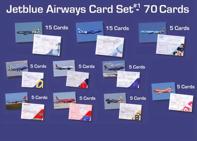 Jetblue Airways Airbus Set #1 A320 A321/70 tarjetas coleccionables de avión - 2,5"x 3,5" Foto 1 de 4