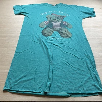 Vintage Treasure Island Bear Pirate Nightie Sleep 90s T Shirt Nightgown One Size - Image 1 of 4