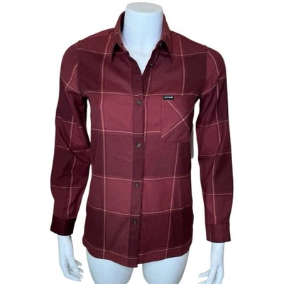 Camisa de franela a cuadros Dakine Canterbury para mujer XS con botones roja granate nueva con etiquetas Foto 1 de 4