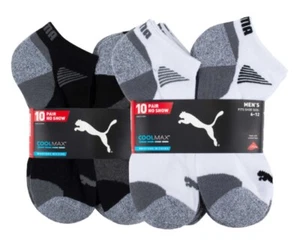 Puma Men's No Show Low Cut Socks, 10 Pair White Or Black Select Size - Picture 1 of 12