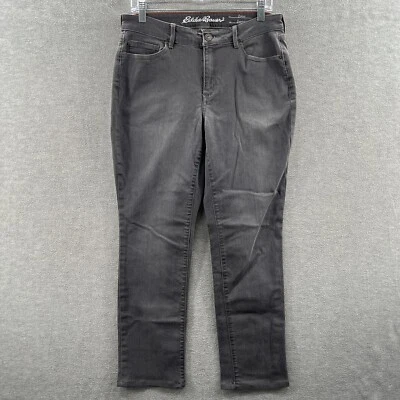 Calça casual feminina Eddie Bauer cinza cintura alta bolso barra tamanho 12 - Imagem 1 de 4