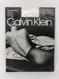 1985 Calvin Klein 720 White Daytime Sheer Pantyhose Control Top Sandaltoe Sz C - Picture 1 of 7