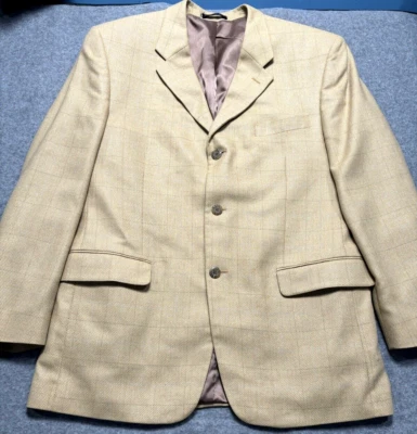 Jones New York Para Hombres Amarillo Cuadros Lana/Seda Blazer Traje Chaqueta Abrigo Deportivo 42R Foto 1 de 4