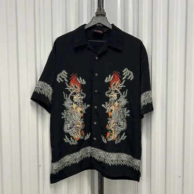 Dragón Llama Y2K De Colección Para Hombre Abotonado Por 7 Diamantes Talla Grande Buen Estado Foto 1 de 4