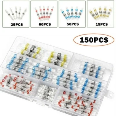 150pcs Solder Seal Heat Shrink Butt Wire Cable Connector Kit For marine and auto - Image 1 of 4